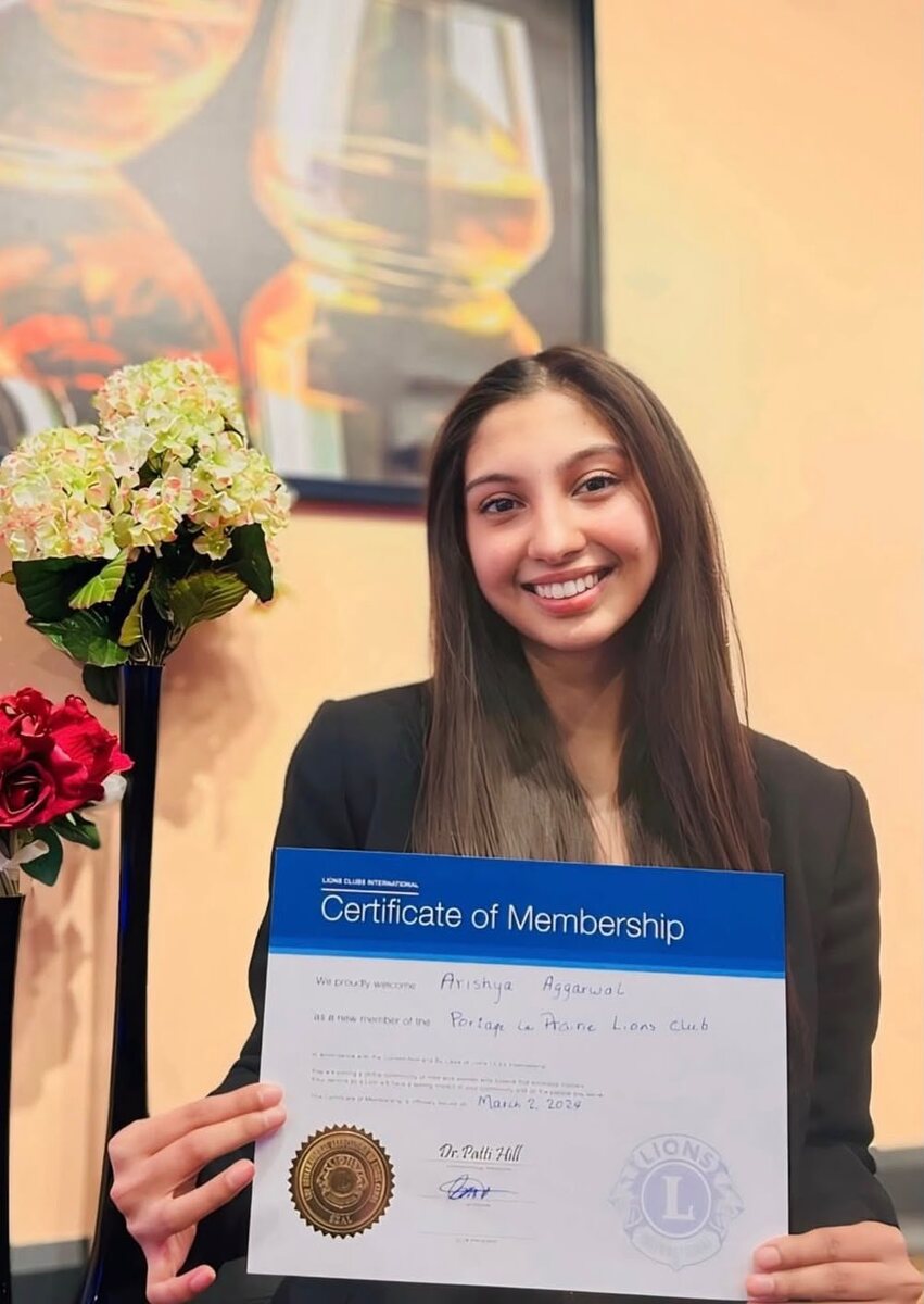 Portage la Prairie Lions Club — Arishya Aggarwal