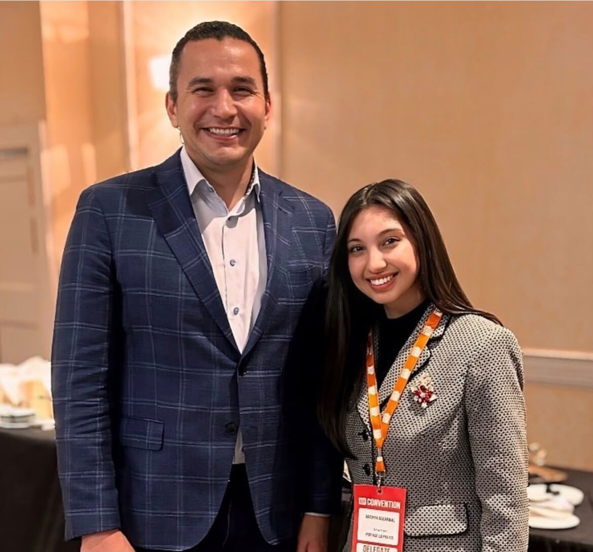 Arishya with Manitoba Premier Wab Kinew — Arishya Aggarwal